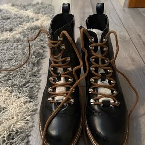 Target Black Ankle Boots with Tan Laces